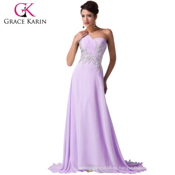 Grace Karin un hombro con cuentas de largo vestido de noche de lila CL4506-4